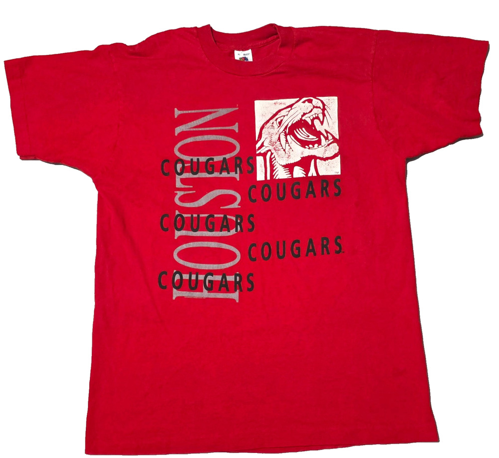VTG 90s University of Houston Cougars T-Shirt Red Fruit of the Loom XL USA